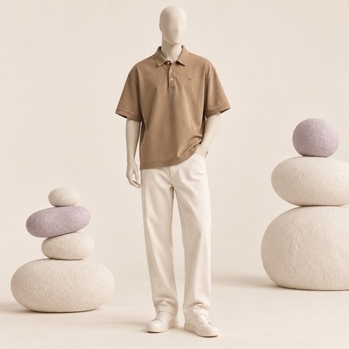 Polo uomo beige talpa puro - uomo,